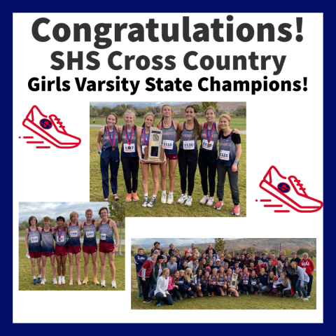 Picture of the girls cross country team, the boys cross country team, and of the entire cross country team.
