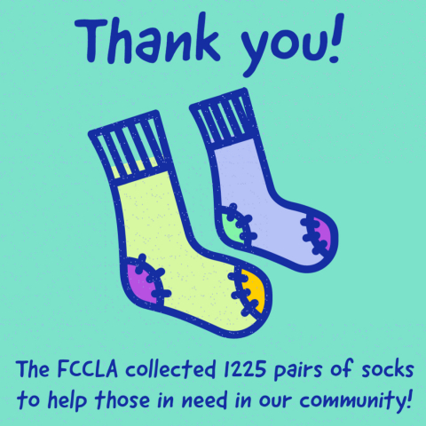 The FCCLA collected 1225 pairs of socks to help those in need in our community!