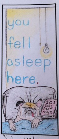 Winning bookmark image - reads "You fell asleep here."