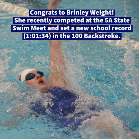 Brinley Weight breaks school record in the 100 Backstroke