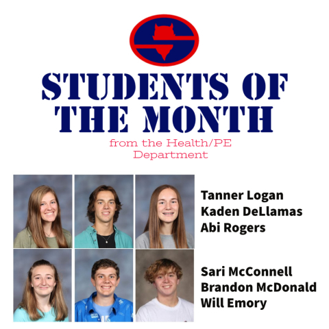 Students of the Month from the Health/PE Department