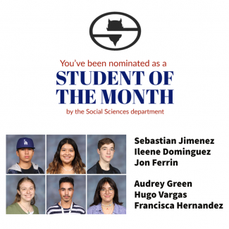 Students of the Month:  Sebastian Jimenez, Ileene Dominguez, Jon Ferrin, Audrey Green, Hugo Vargas, Francisca Hernandez