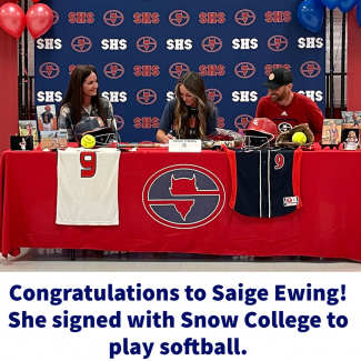Congratulations to Sage Ewing who signed with Snow College to play softball!