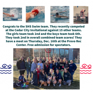 Congrats to the SHS Swim Team! They recently competed at the Cedar City International against 15 other teams.  They took 2nd in overall combined team scores!
