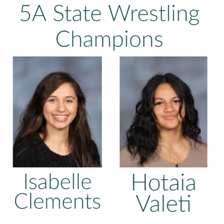 Isabelle Clement and Hotaia Valeti, State wrestling champions