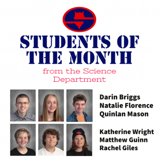 SHS December Students of the Month from the Science Department