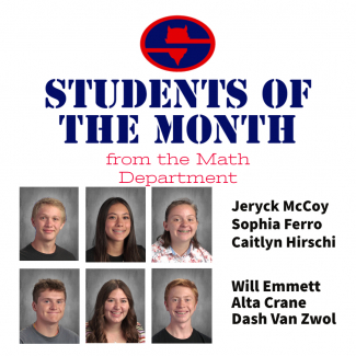 Students of the month from the Math Department